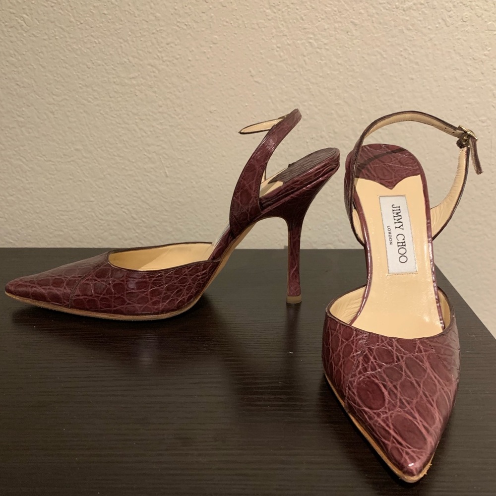 Jimmy Choo - Red Textured Leather Heels